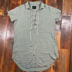 Rails Olive Green Button Down Shirt Size Large Lightweight Casual Top